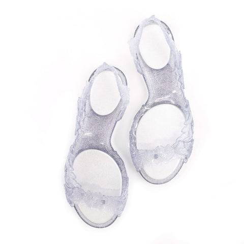 Sunies Silver Glitter Flat Sandals for Women